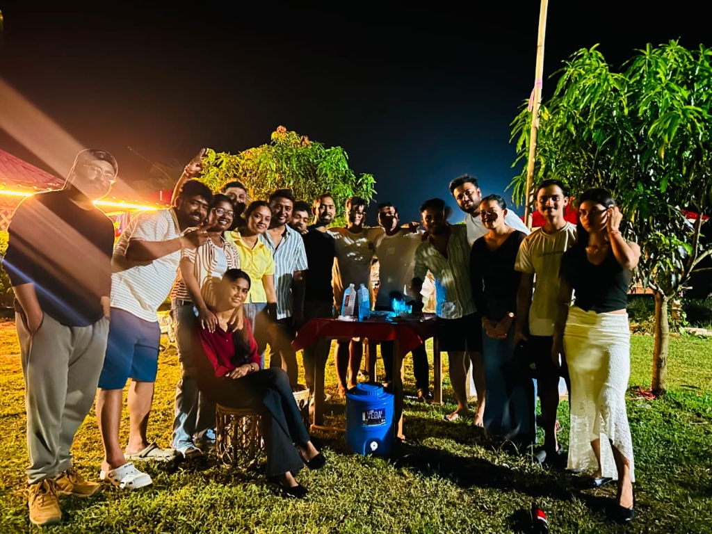 Evening bonfire gathering